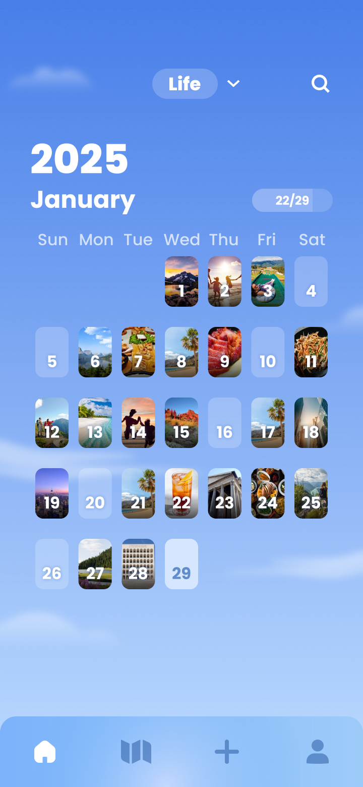 Life Tab monthly calendar